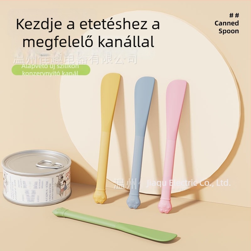 Macska hosszú nyeletű konzervkanál — Többcélú konzervnyitó nedves ételekhez, ABS+szilikon