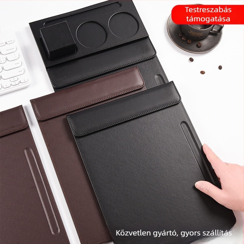 Bőr A4 konferencia-klipboard egypontos klipekkel – modell 666888; Anyag: bőr; Típus: egy klipe; Illeszkedik papirhoz A4; Lemez vastagsága: 10 mm