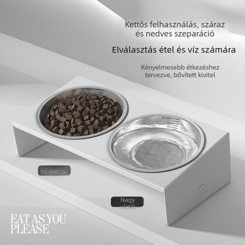 Rozsdamentes acélból készült etető- és itató tálállvány kutyáknak és macskáknak, 20 darabos készlet, kézi etetés