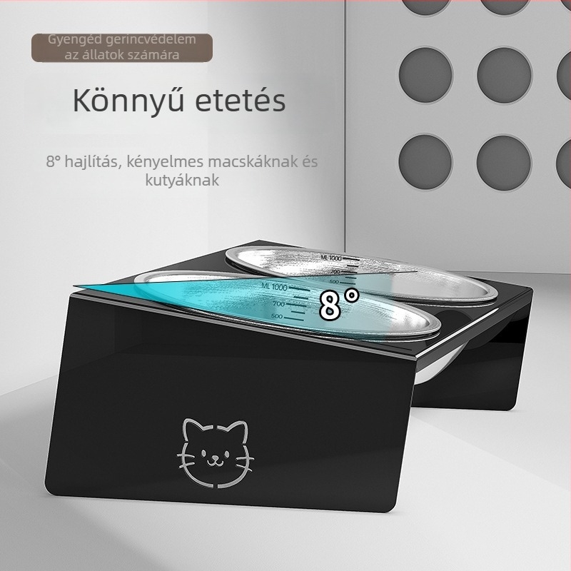 Rozsdamentes acélból készült etető- és itató tálállvány kutyáknak és macskáknak, 20 darabos készlet, kézi etetés