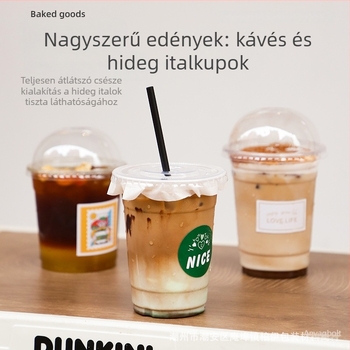 Egyszer használatos PET pohár tejes-teához, kávéhoz és gyümölcsös citromteához; átlátszó pohár hideg italokhoz