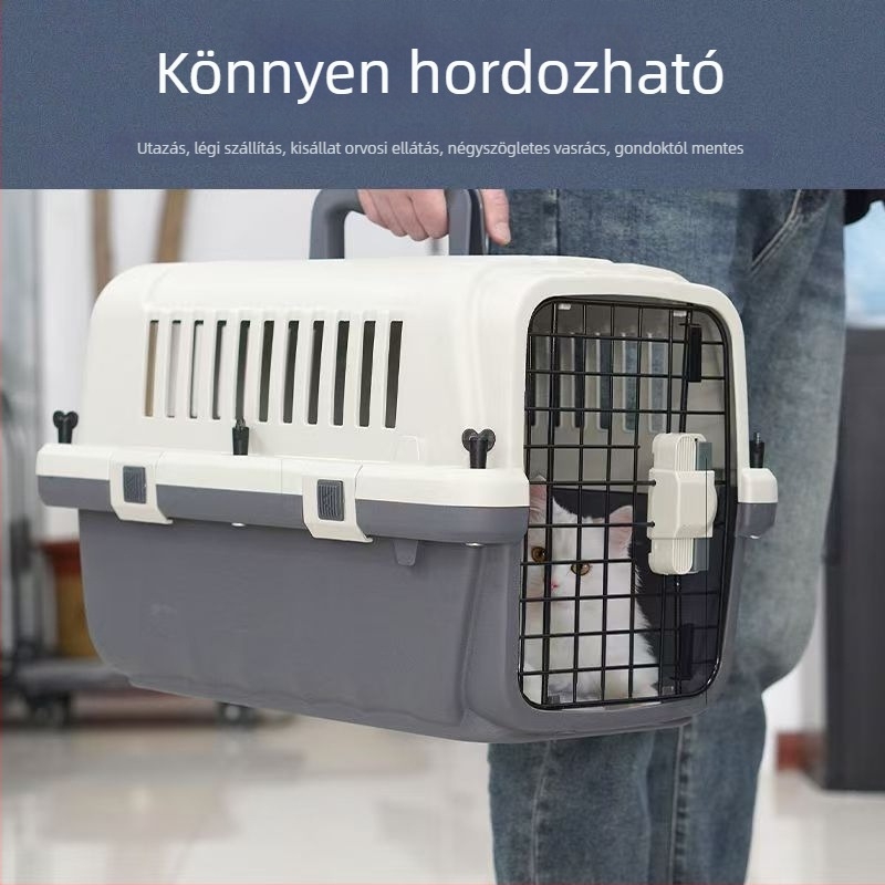 Kemény műanyag kisállat szállító a légi közlekedéshez — macska ketrec, hordozható autó kapszula, kapacitás legfeljebb 5 kg