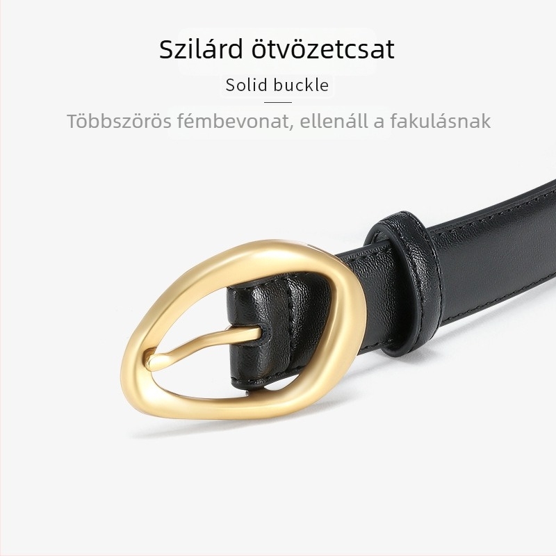Női bőrből készült öv – kétrétegű marhabőrből készült dizájn, csat ötvözetből, tűcsat, felületkezelés elektroplakálás, 2024 ősz