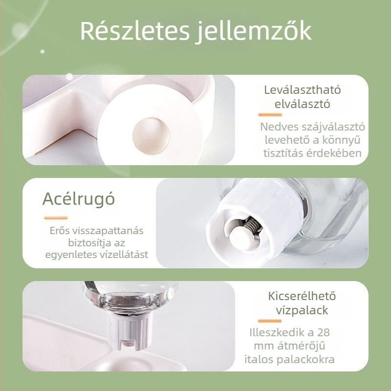Szív alakú háziállat-tál automata vízellátóval, kettős tál egyben macskáknak és kutyáknak, PP anyag, Peteq márka