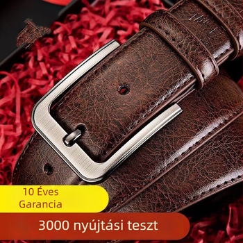 Férfi bőröv pin csattal – valódi bőr, másodlagos marhabőr, ötvözet csattal