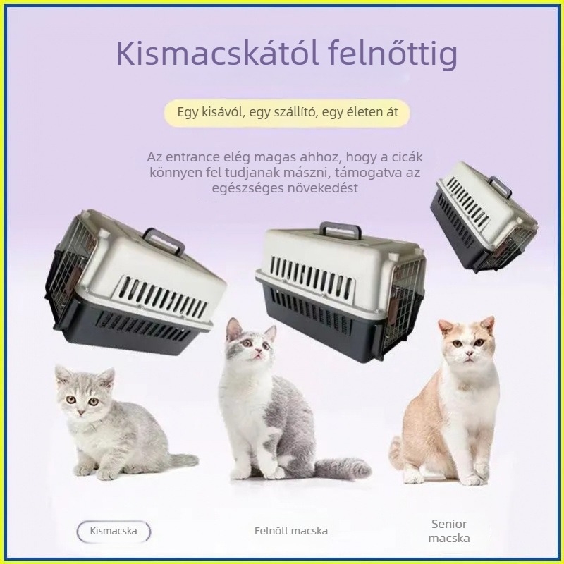 Macskaszállító táska, műanyag, 3 kg kapacitás, közepes merevség