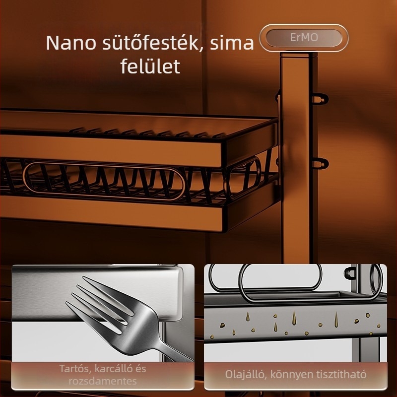 Konyhai mosogatóhoz használható pulttartó, többfunkciós edény- és tároló, anyag: szénacél + ABS, márka Moth