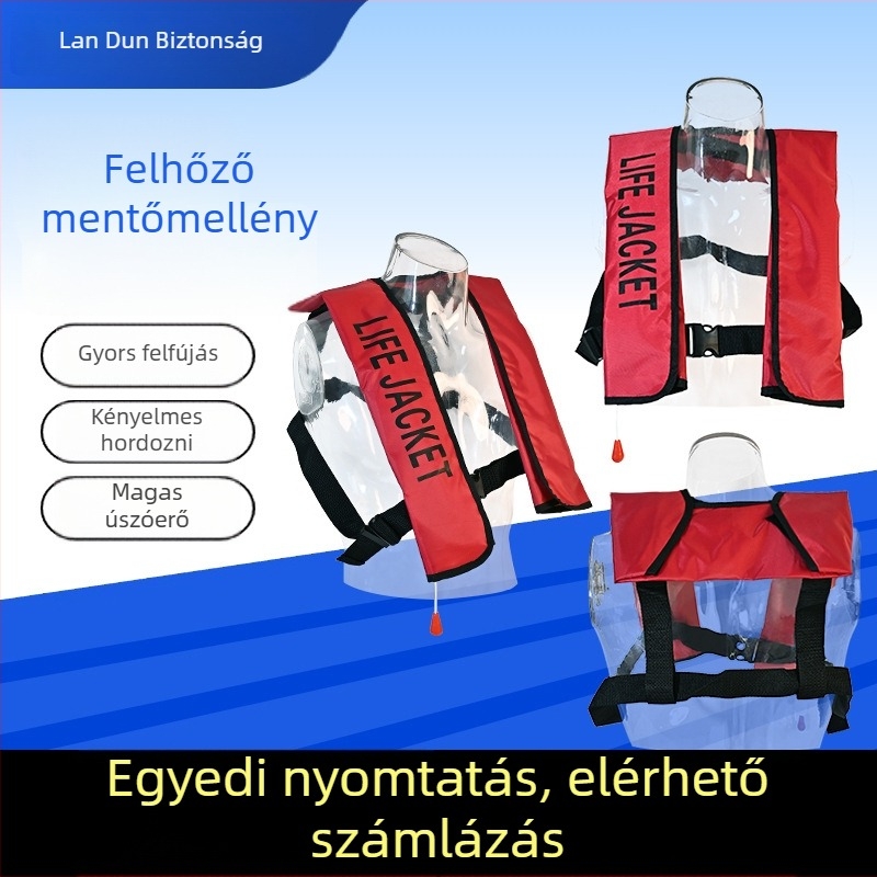 Automatikus felfújható mentőmellény – hordozható csónakokhoz, horgászathoz és úszáshoz, nagy felhajtóerő, felnőtteknek