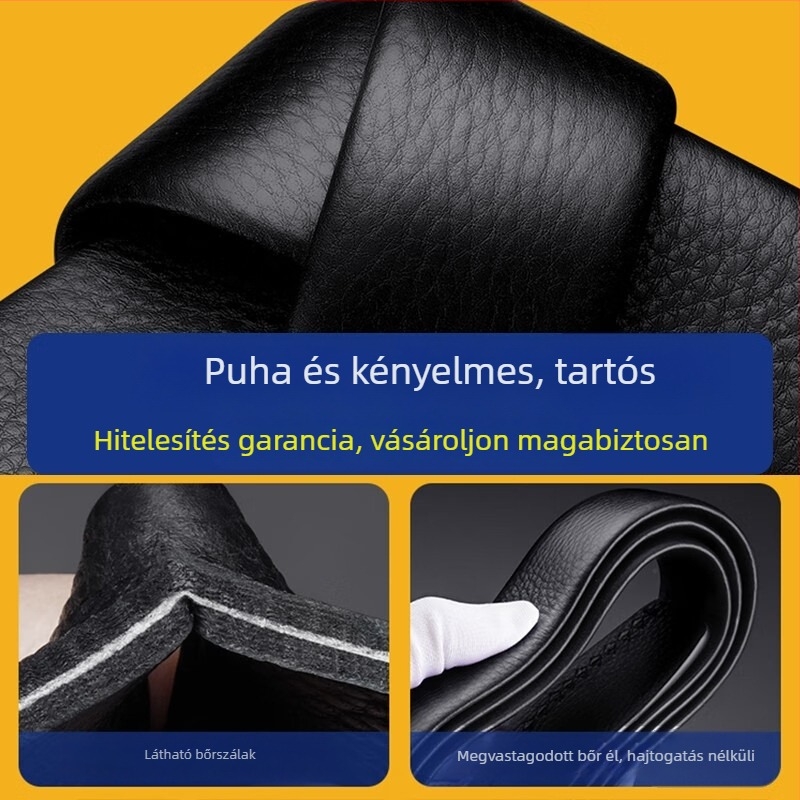 Férfi bőröv természetes bőrből, felső grain marhabőrből, ötvözet csat, automata zár, szélesség 2–4 cm