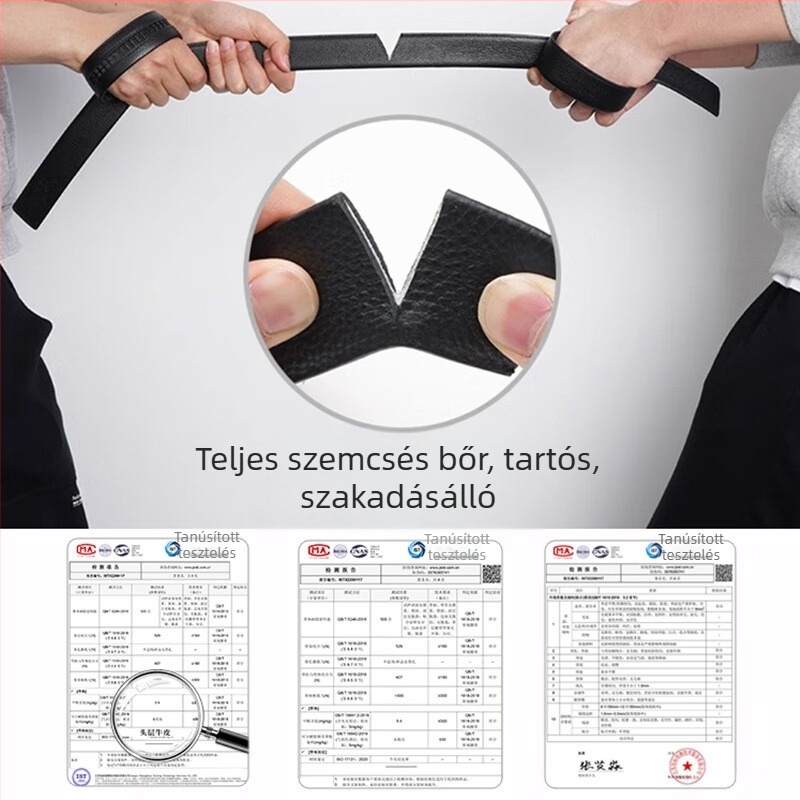Férfi bőröv természetes bőrből, felső grain marhabőrből, ötvözet csat, automata zár, szélesség 2–4 cm