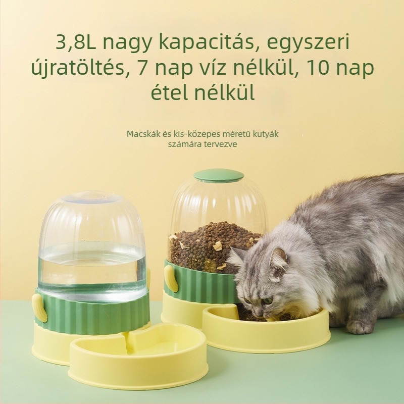 Automata víz- és etetőberendezés macskáknak és kutyáknak, nagy kapacitású, dőlésmentes, szárazon tartja a szájat