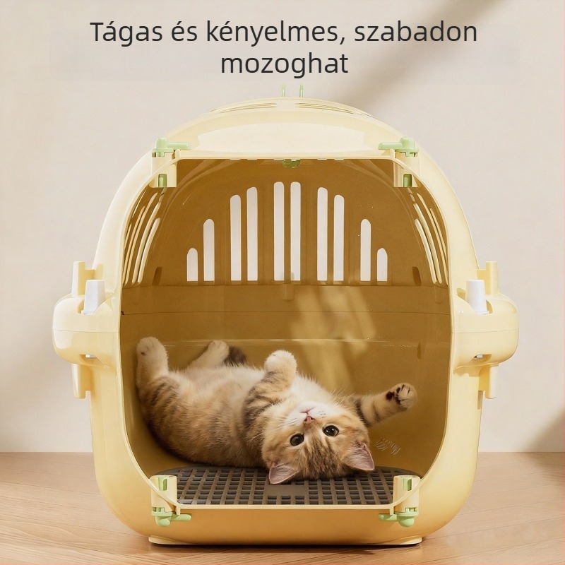 Macska szállító, hordozható, autóba szerelhető, PP anyag, Kapacitás 1500
