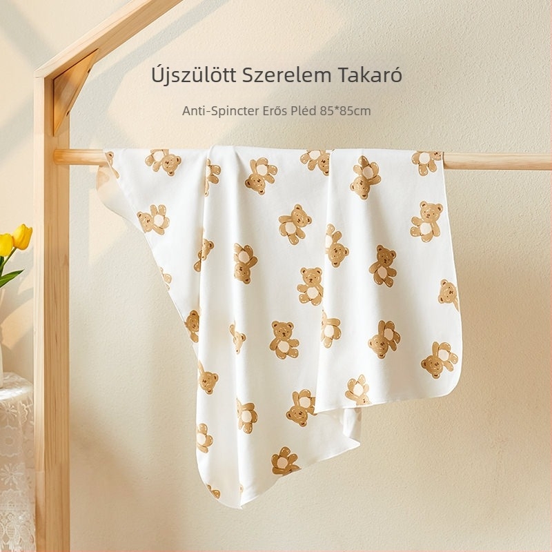 100% pamut swaddle törölköző – állatmintás, tavasz-ősz, 1–3 éveseknek