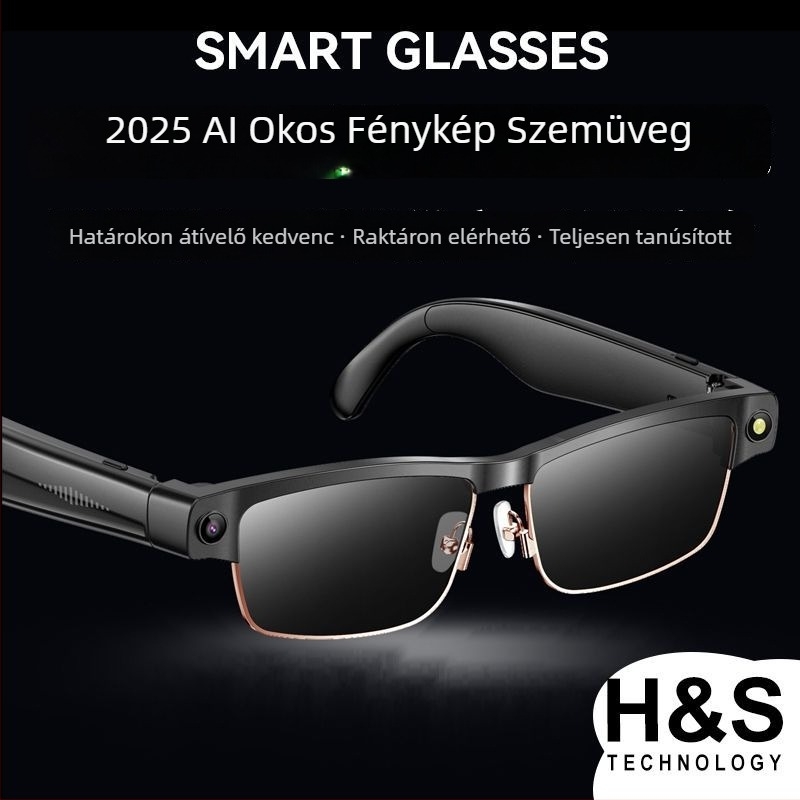 L802 Okos AI szemüveg 8MP kamera, 4GB memória, 270mAh akkumulátor, Bluetooth hívások és zenelejátszás, anti-kék fény védelem