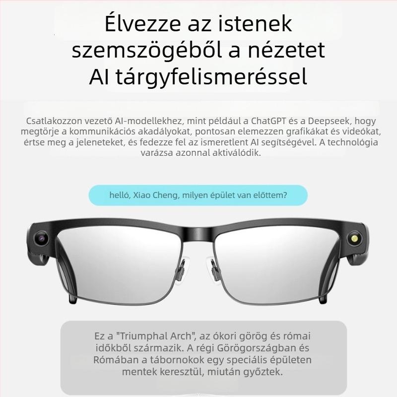 L802 Okos AI szemüveg 8MP kamera, 4GB memória, 270mAh akkumulátor, Bluetooth hívások és zenelejátszás, anti-kék fény védelem