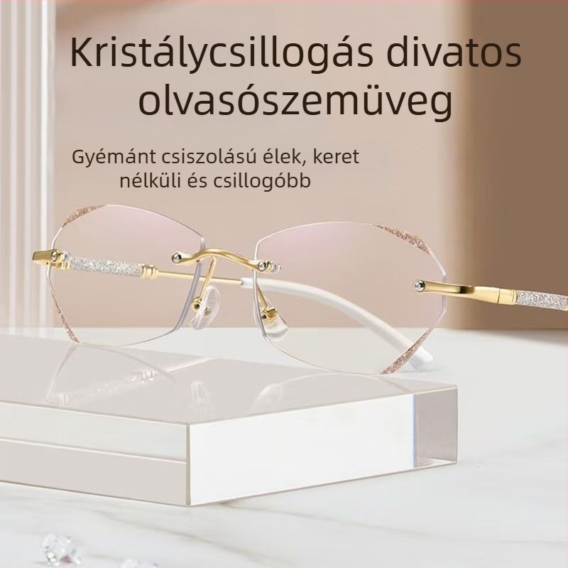 Új modell keret nélküli olvasó szemüveg nőknek, kékfény elleni védelem, könnyű luxus, elegáns és divatos