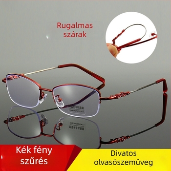 Titánötvözetből készült félkeretű olvasószemüveg anti-kékfény védelemmel, uniszex, könnyű, nagyfelbontású lencsék, hordozható, elegáns, fiatalos megjelenés