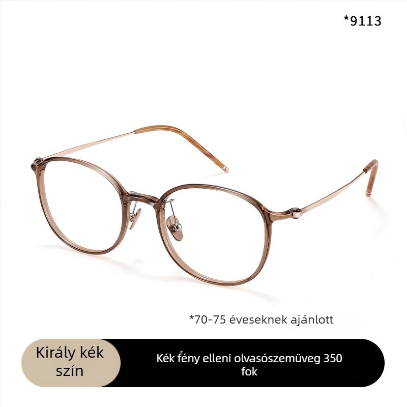 Ultra könnyű titán olvasó szemüveg, anti-kék fény, HD lencsék, ovális keret, közel- és távlátásra, elegáns irodai stílus