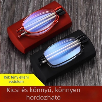 Kompakt összecsukható presbyopikus olvasószemüveg, HD felbontású, divatos stílus, anti-kék fény, olvasó védelem, fáradtság elleni, kompakt