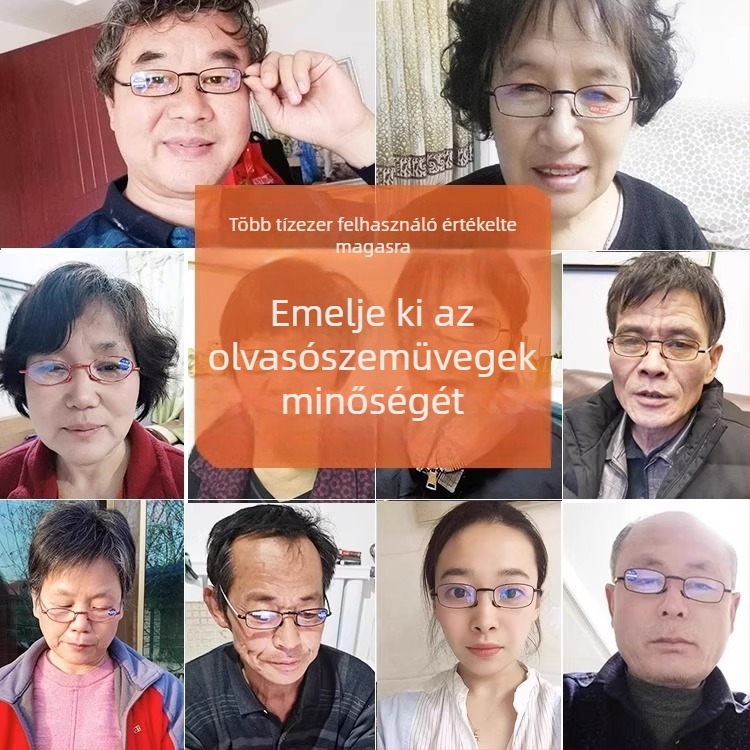 Kompakt összecsukható presbyopikus olvasószemüveg, HD felbontású, divatos stílus, anti-kék fény, olvasó védelem, fáradtság elleni, kompakt