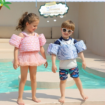 Gyerekeknek szóló úszó készlet kézgyűrűkkel és úszó mellénnyel – nyomtatott minta, kiváló pontosságú twill és úszó pamut