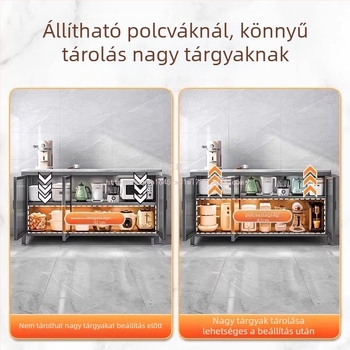 Yijun Multifunkcionális konyhai tároló szekrény szénacélból, önálló kivitelben, mikró állvánnyal