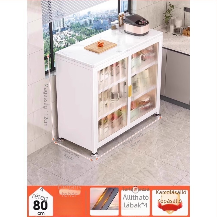 Yijun Multifunkcionális konyhai tároló szekrény szénacélból, önálló kivitelben, mikró állvánnyal