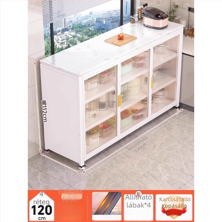 Yijun Multifunkcionális konyhai tároló szekrény szénacélból, önálló kivitelben, mikró állvánnyal