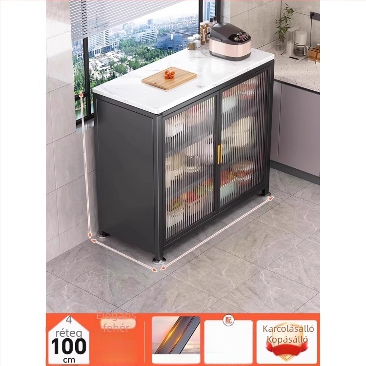 Yijun Multifunkcionális konyhai tároló szekrény szénacélból, önálló kivitelben, mikró állvánnyal