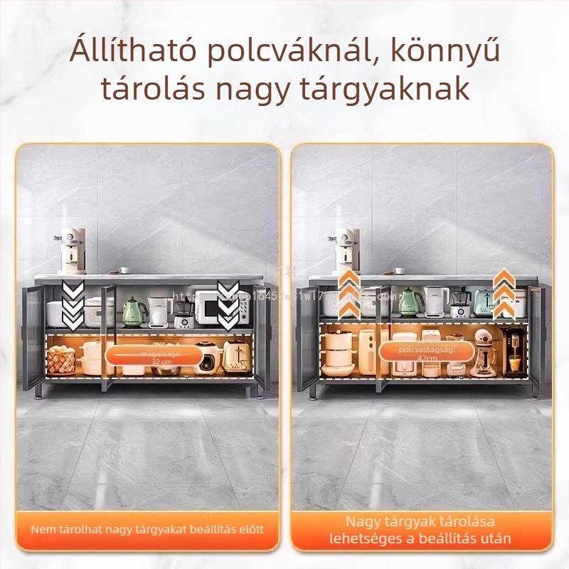 Yijun Multifunkcionális konyhai tároló szekrény szénacélból, önálló kivitelben, mikró állvánnyal