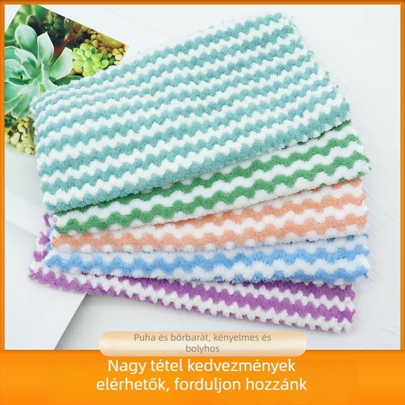 Gyerekek Coral Fleece törölköző, 25 g, 10 szál, egyfonalas fonal, hurkolt él, 0–5 s nedvességfelszívás