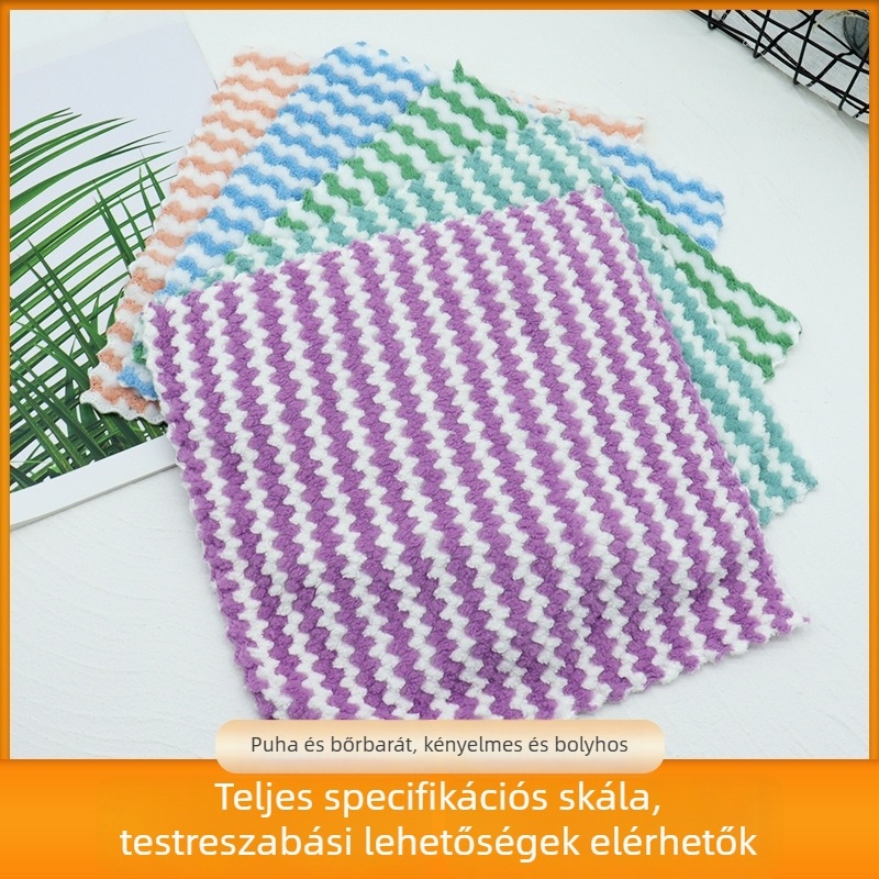 Gyerekek Coral Fleece törölköző, 25 g, 10 szál, egyfonalas fonal, hurkolt él, 0–5 s nedvességfelszívás