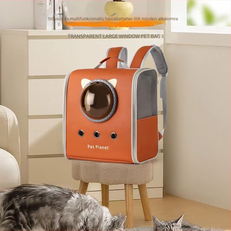 Macska kiránduló hátizsák PVC anyagból, lélegző kialakítás, 5 kg kapacitás