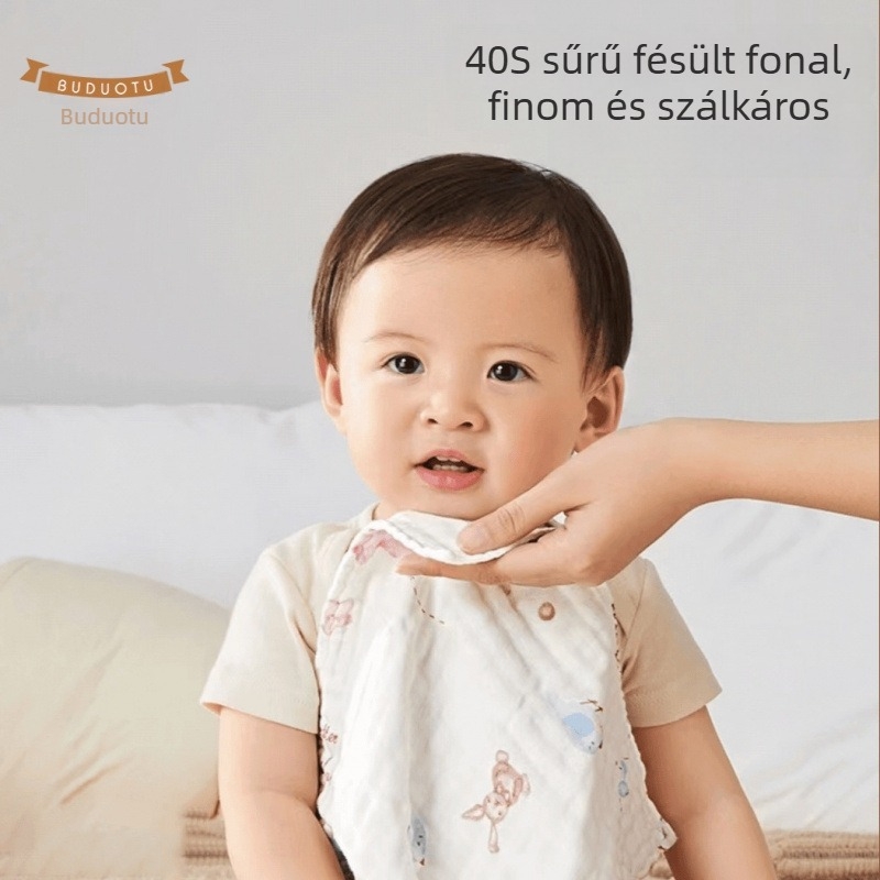 Baba több rétegű gézzel készült négyzet alakú arckendő, 32 szál, 25 g, nedvességfelszívás 0–5 s