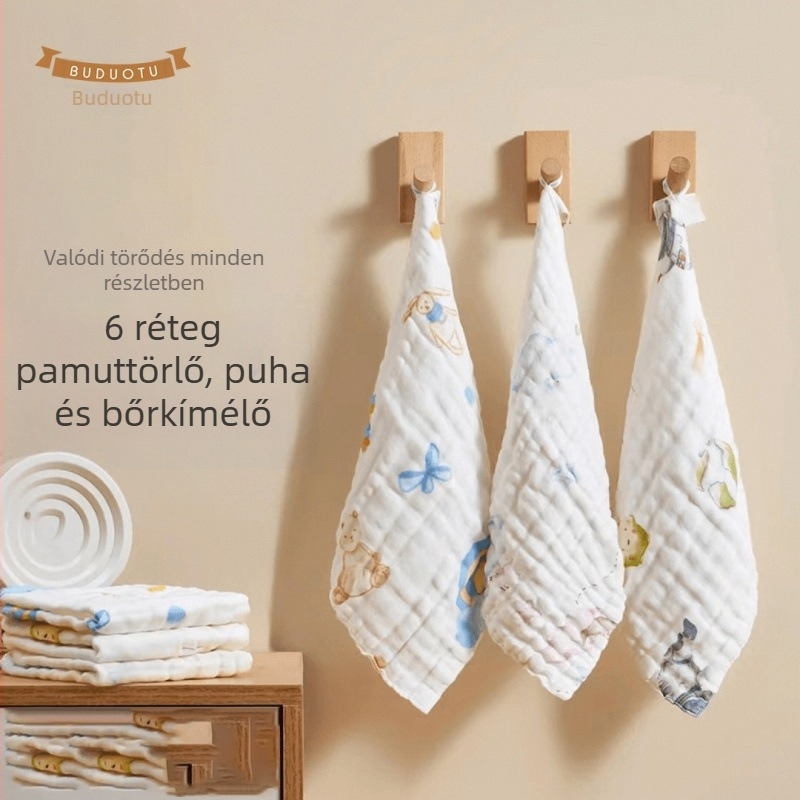 Baba több rétegű gézzel készült négyzet alakú arckendő, 32 szál, 25 g, nedvességfelszívás 0–5 s