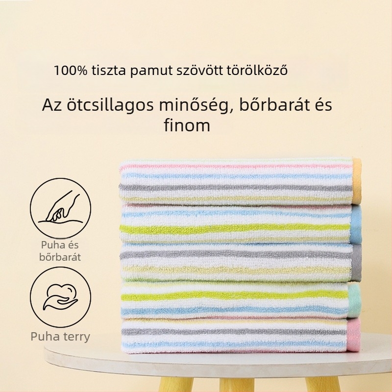Pamut arc törölköző tekeredésmentes, puha és bőrt kímélő, vastag és nedvszívó, 100–120 g