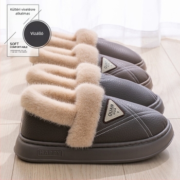 Férfi vízálló pamut papucs, meleg bélés, vastag EVA talp, anti-odor, laza stílus
