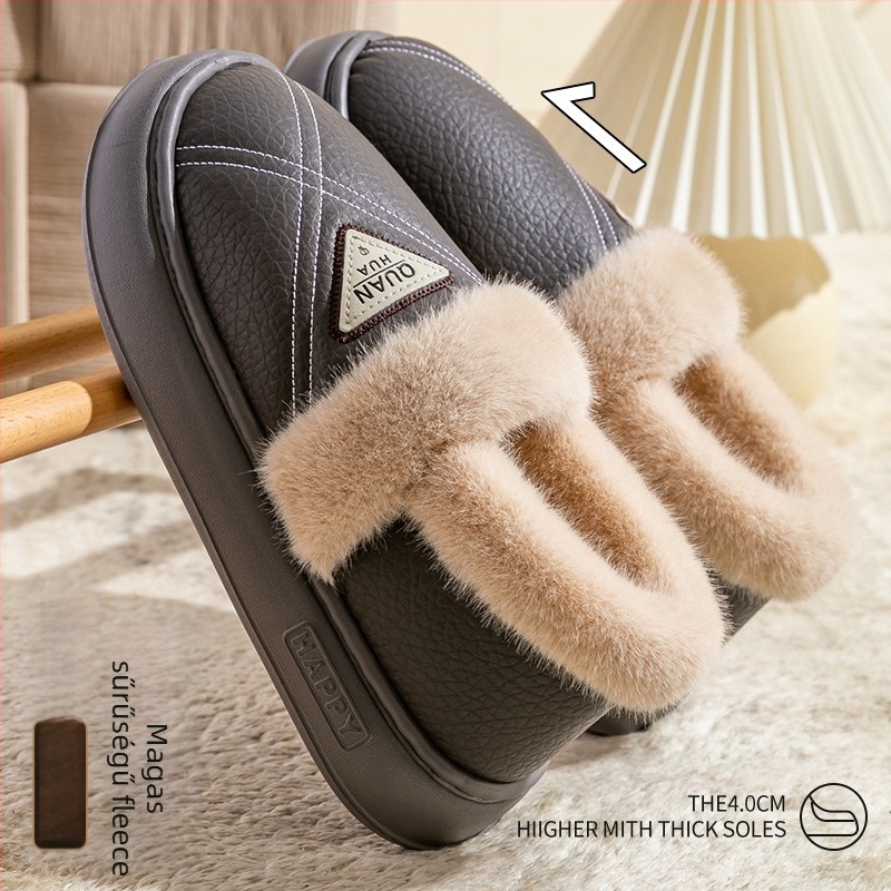 Férfi vízálló pamut papucs, meleg bélés, vastag EVA talp, anti-odor, laza stílus