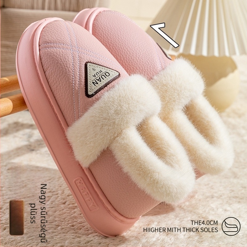 Férfi vízálló pamut papucs, meleg bélés, vastag EVA talp, anti-odor, laza stílus