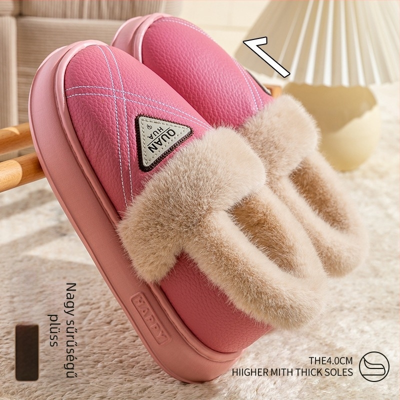 Férfi vízálló pamut papucs, meleg bélés, vastag EVA talp, anti-odor, laza stílus