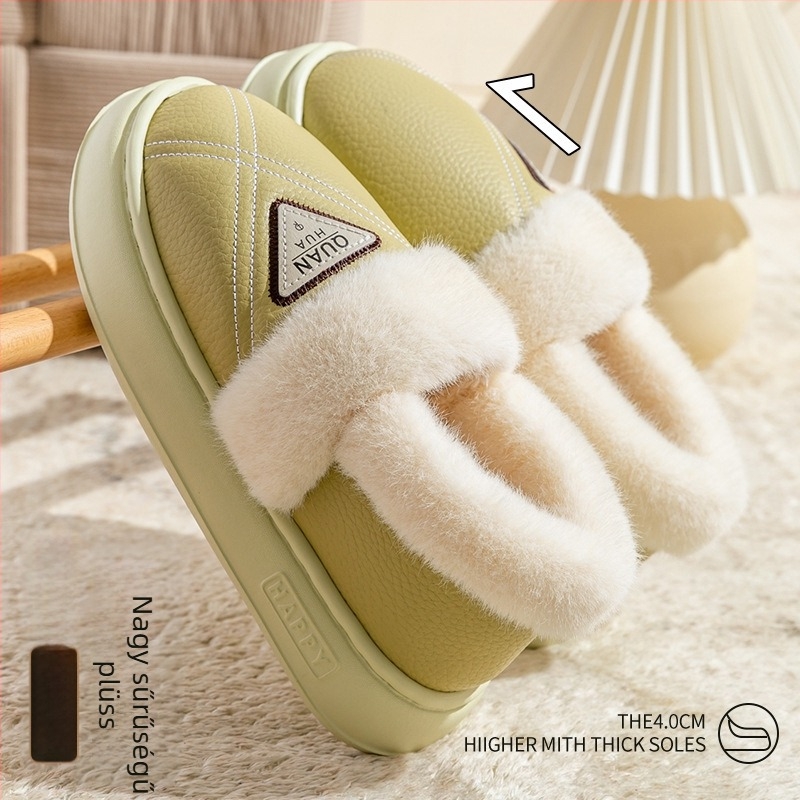 Férfi vízálló pamut papucs, meleg bélés, vastag EVA talp, anti-odor, laza stílus