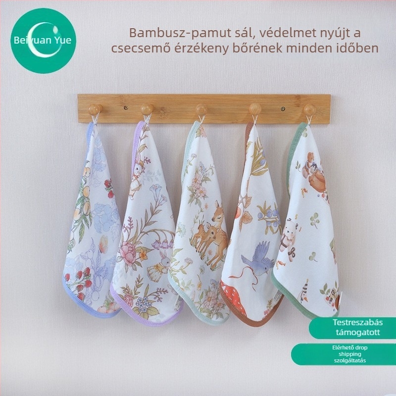 Baba nyálkendő törölköző, keverék bambusz 70% és pamut 30%, 60 g, 40 fonal, fésült fonal, varrás