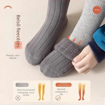 Fiúknak készült téli vastag zokni fleece-béléssel, középmagas, meleg, bolyhos nyúl-szőrrel