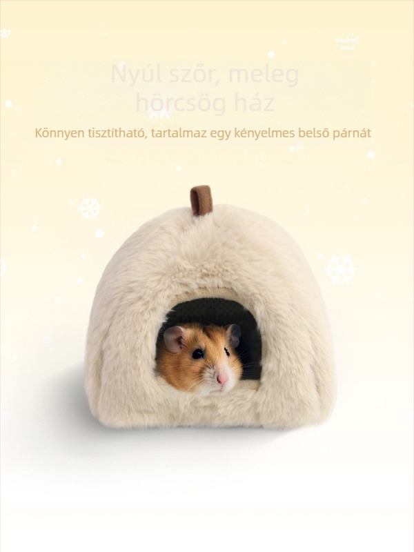 Pamutból készült hörcsögfészek, plüss ház alakú téli melegfészek