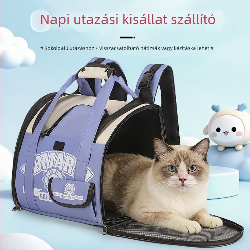 Kisállat táska - hordozható macska szállító, nagy kapacitás 23870, teherbírás 5–7 kg, termékszám 6640