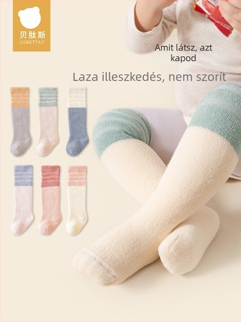 Beipesi gyerekeknek hosszú zokni, fleece-betétes belső, uniszex, 1–3 éveseknek, meleg téli-ősz-tavaszi