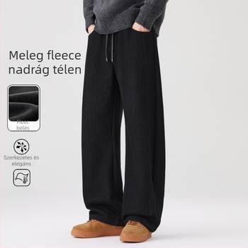 Farmernadrág egyenes szabású, cipzár, kézzel készített patchwork részletek, kőmosott felület