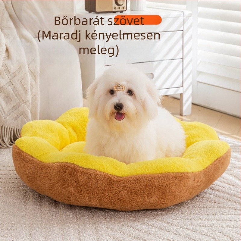 Macskafészek – kör alakú, téli vastag és meleg, nyúlplüssből, levehető és mosható