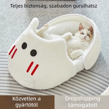 Macskafészek - félig zárt kialakítás, minden évszakra alkalmas meleg ágy, vászon