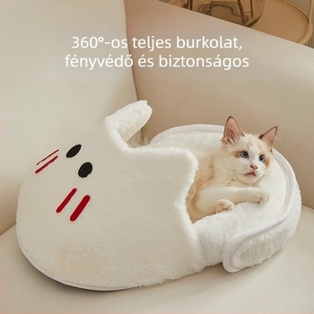 Macskafészek - félig zárt kialakítás, minden évszakra alkalmas meleg ágy, vászon